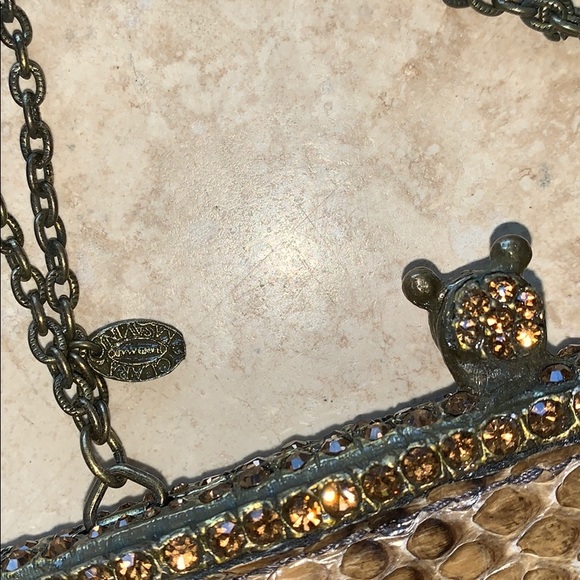 CLARA KASAVINA CRYSTAL STUD PYTHON HANDBAG/CLUTCH - Picture 3 of 9